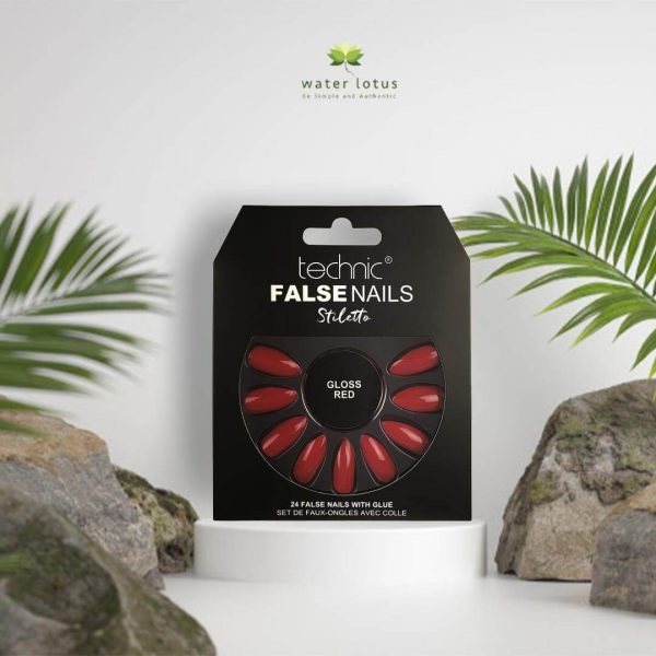 Technic False Nails Glue Gloss Red Stiletto-24